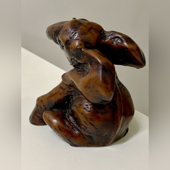 Vintage Mid Century Antique Sitting Playful Baby Elephant Figurine Statue - Picture 7 of 16